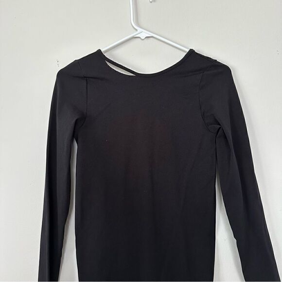 ⭕️ HELMUT LANG Body-Con Dress Black V Back Midi Long Sleeves M/L - Picture 7 of 9